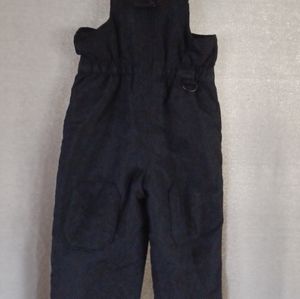 Wonder kids Unisex Snow Ski Bib Black Overall Adjustable Straps Size 2T